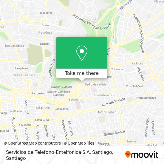 Mapa de Servicios de Telefono-Entelfonica S.A. Santiago