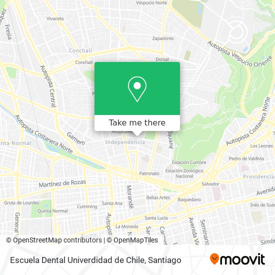 Mapa de Escuela Dental Univerdidad de Chile