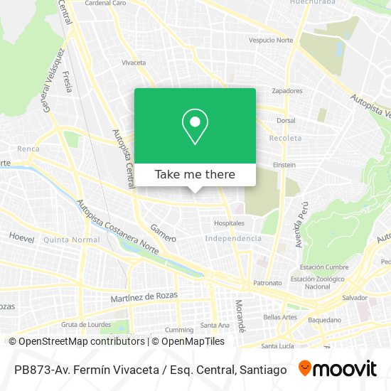 PB873-Av. Fermín Vivaceta / Esq. Central map