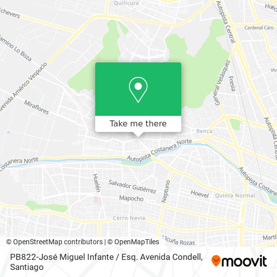 PB822-José Miguel Infante / Esq. Avenida Condell map