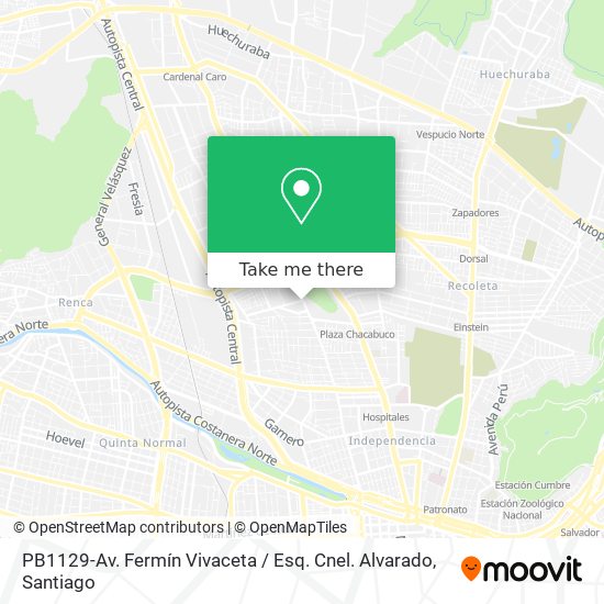 PB1129-Av. Fermín Vivaceta / Esq. Cnel. Alvarado map