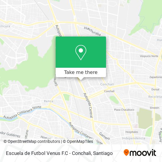 Mapa de Escuela de Futbol Venus F.C - Conchali