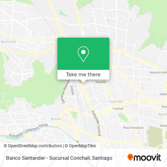 Mapa de Banco Santander - Sucursal Conchalí