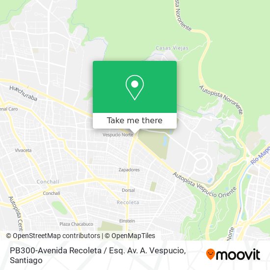 PB300-Avenida Recoleta / Esq. Av. A. Vespucio map