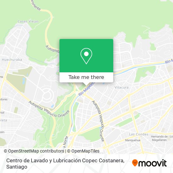 Mapa de Centro de Lavado y Lubricación Copec Costanera