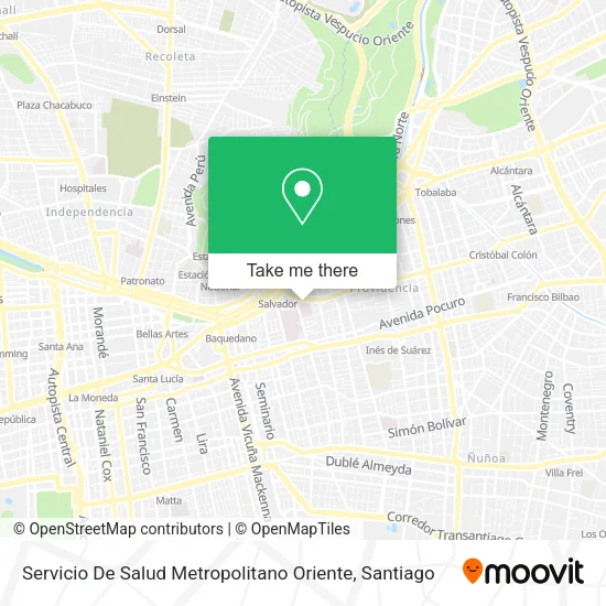 Servicio De Salud Metropolitano Oriente map