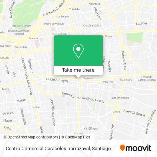 Mapa de Centro Comercial Caracoles Irarrázaval