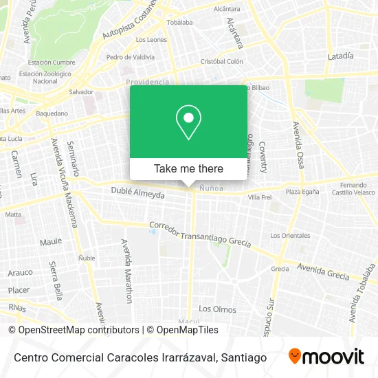Centro Comercial Caracoles Irarrázaval map