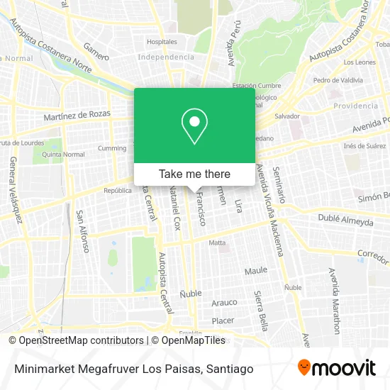 Minimarket Megafruver Los Paisas map