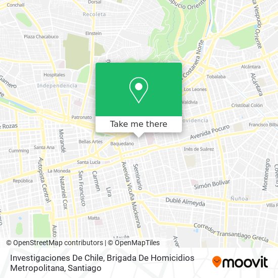 Mapa de Investigaciones De Chile, Brigada De Homicidios Metropolitana