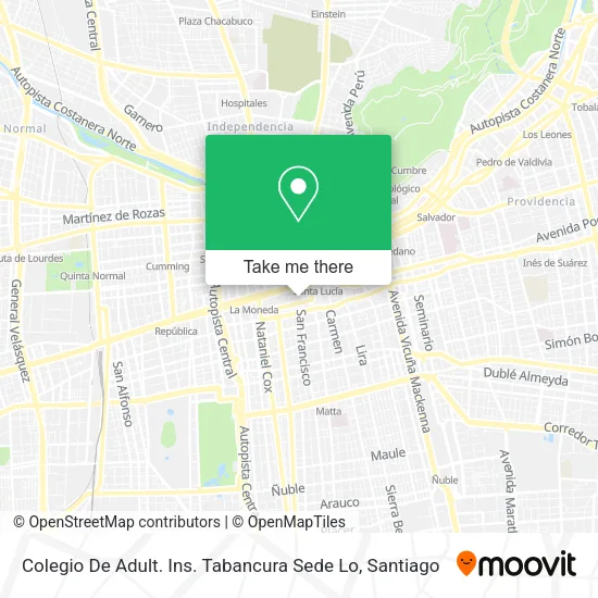 Colegio De Adult. Ins. Tabancura Sede Lo map