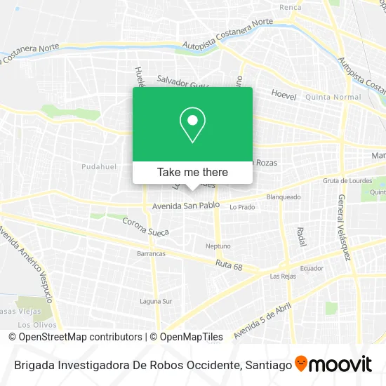 Mapa de Brigada Investigadora De Robos Occidente
