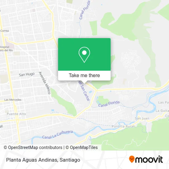 Planta Aguas Andinas map
