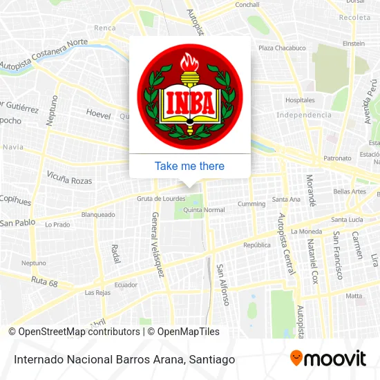 Internado Nacional Barros Arana map