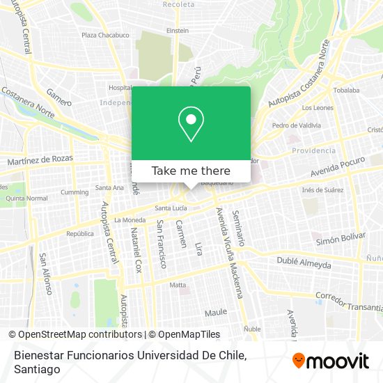 Bienestar Funcionarios Universidad De Chile map