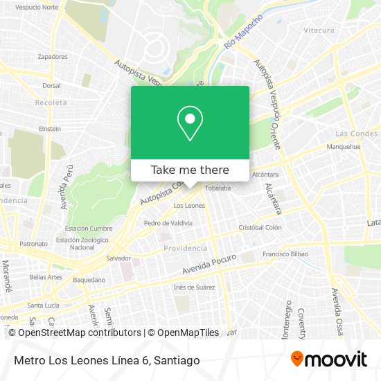 Metro Los Leones Línea 6 map