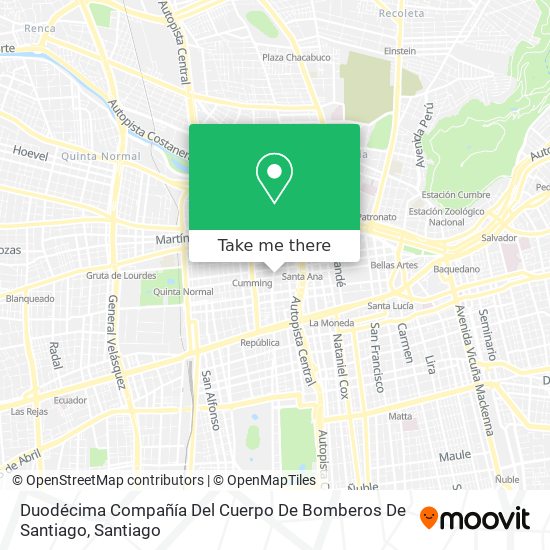 Mapa de Duodécima Compañía Del Cuerpo De Bomberos De Santiago