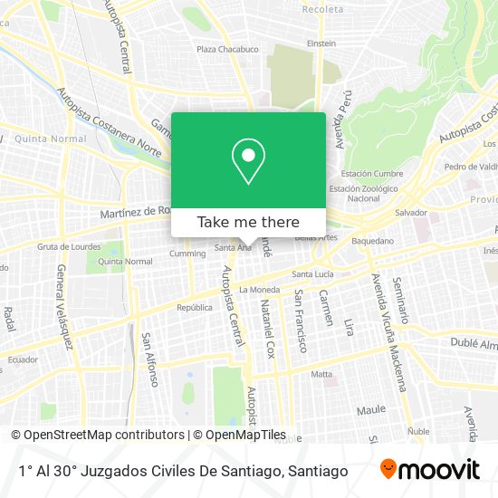 1° Al 30° Juzgados Civiles De Santiago map