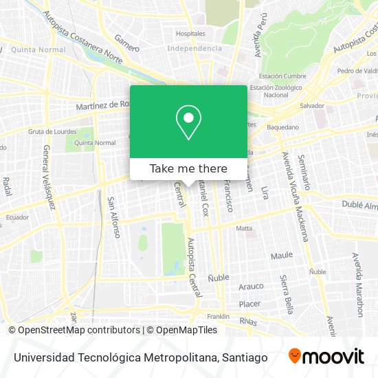 Mapa de Universidad Tecnológica Metropolitana