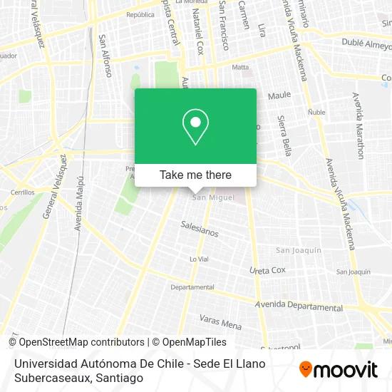 Universidad Autónoma De Chile - Sede El Llano Subercaseaux map