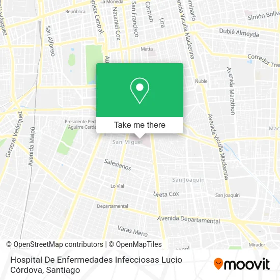 Mapa de Hospital De Enfermedades Infecciosas Lucio Córdova