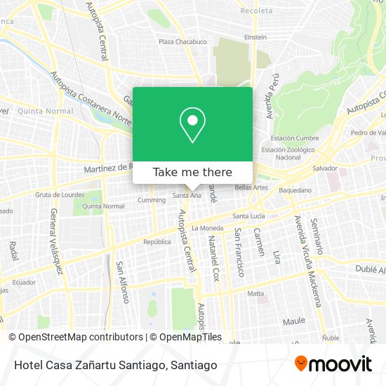 Hotel Casa Zañartu Santiago map