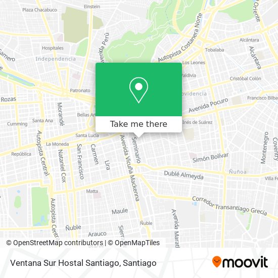 Mapa de Ventana Sur Hostal Santiago