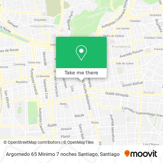 Argomedo 65 Minimo 7 noches Santiago map