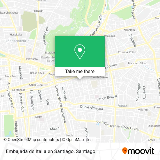 Embajada de Italia en Santiago map