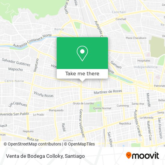 Venta de Bodega Colloky map