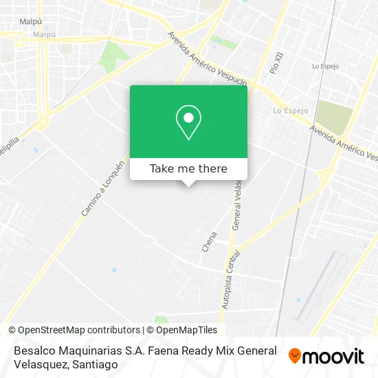 Besalco Maquinarias S.A. Faena Ready Mix General Velasquez map