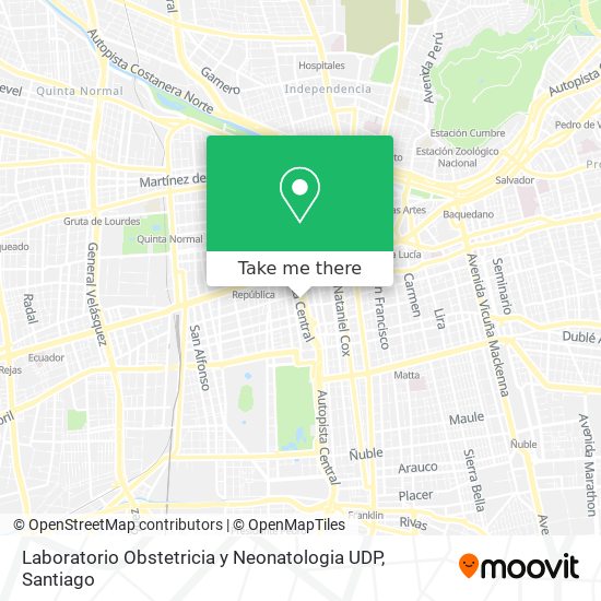 Laboratorio Obstetricia y Neonatologia UDP map