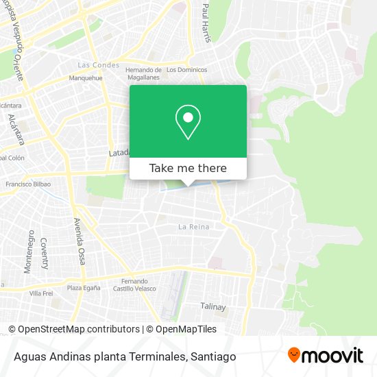 Aguas Andinas planta Terminales map