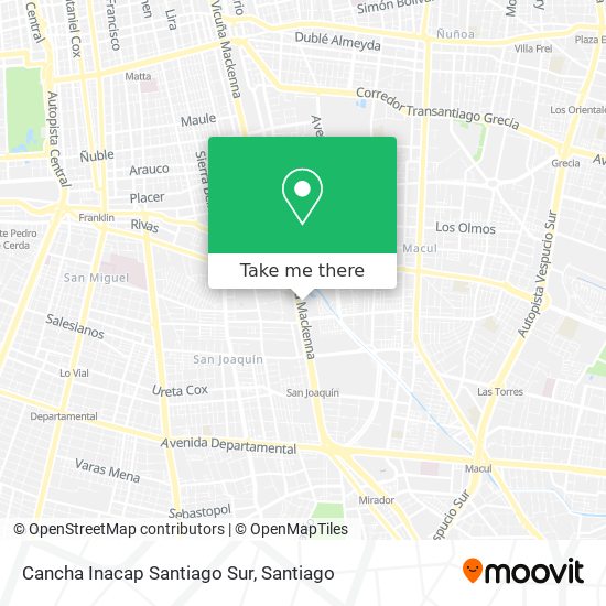 Cancha Inacap Santiago Sur map