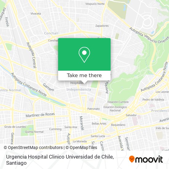 Urgencia Hospital Clinico Universidad de Chile map