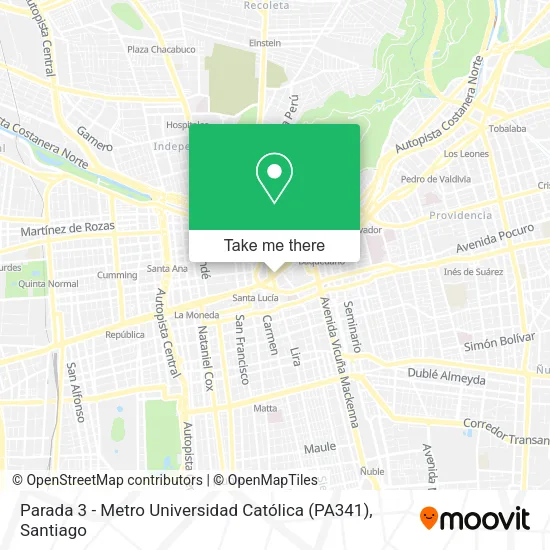 Parada 3 - Metro Universidad Católica (PA341) map