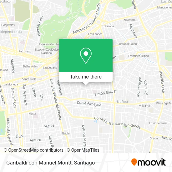 Garibaldi con Manuel Montt map