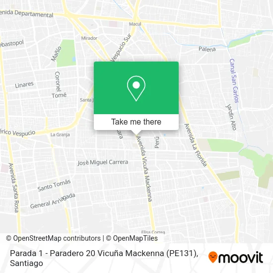 Parada 1 - Paradero 20 Vicuña Mackenna (PE131) map