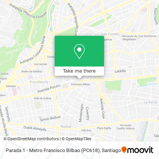 Parada 1 - Metro Francisco Bilbao (PC618) map