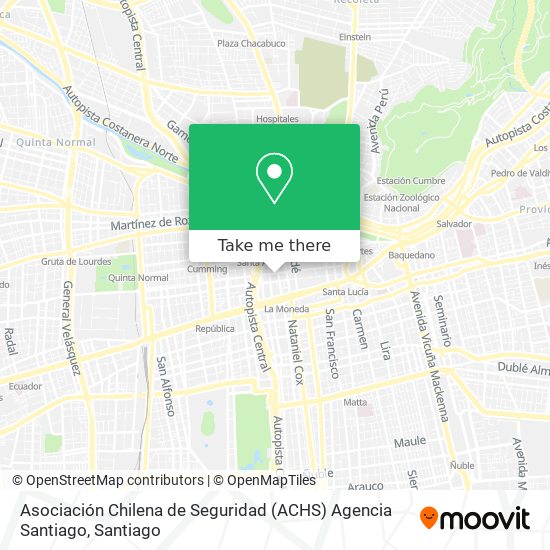 Asociación Chilena de Seguridad (ACHS) Agencia Santiago map