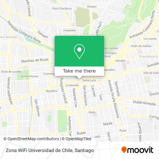 Zona WiFi Universidad de Chile map