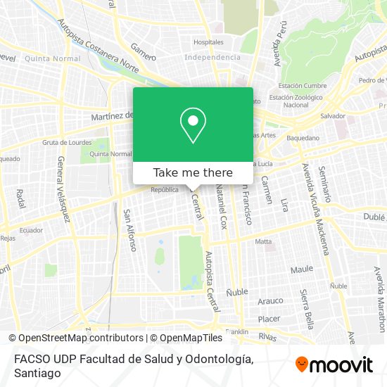 FACSO UDP Facultad de Salud y Odontología map