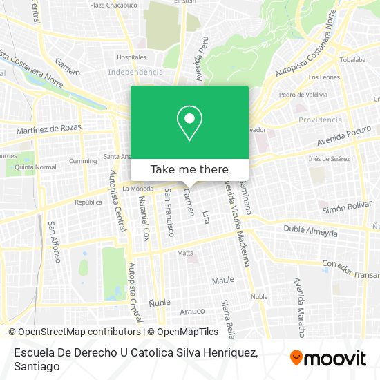 Mapa de Escuela De Derecho U Catolica Silva Henriquez