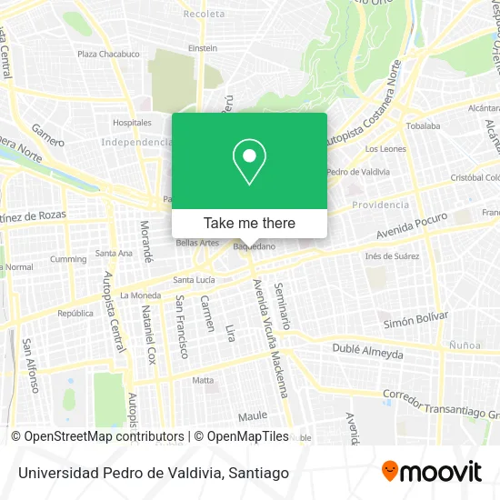 Universidad Pedro de Valdivia map