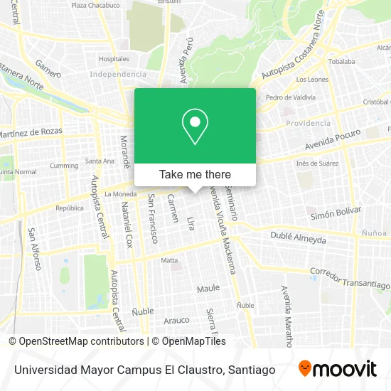 Universidad Mayor Campus El Claustro map