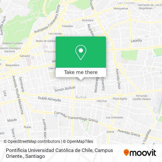 Pontificia Universidad Católica de Chile, Campus Oriente. map