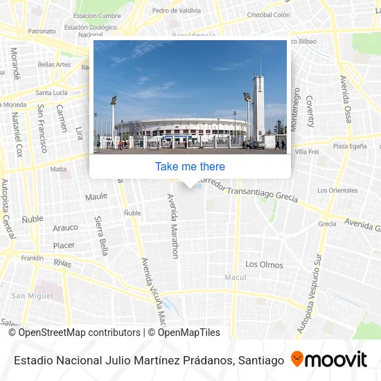 Estadio Nacional Julio Martínez Prádanos map
