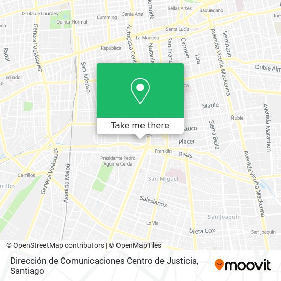 Dirección de Comunicaciones Centro de Justicia map