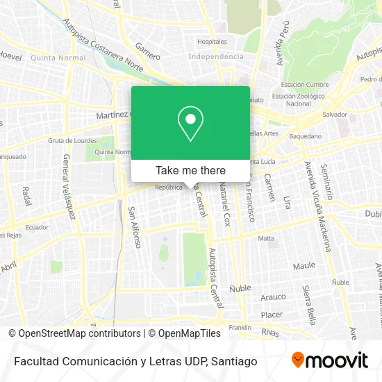 Facultad Comunicación y Letras UDP map