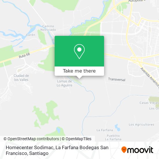 Mapa de Homecenter Sodimac, La Farfana Bodegas San Francisco